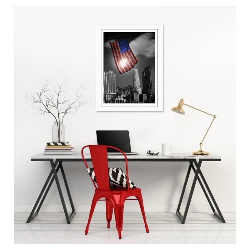 Glezna baltā rāmī - United States of America flag  Home Trends DECO