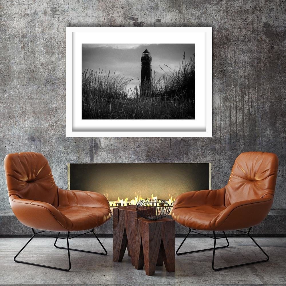 Glezna baltā rāmī - View Of The Lighthouse 2  Home Trends DECO