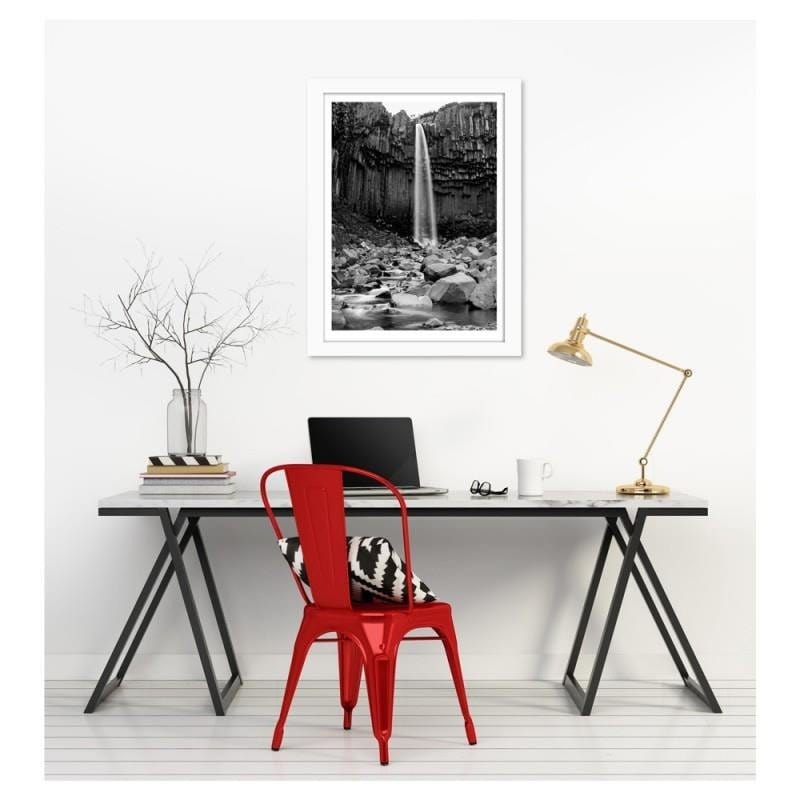 Glezna baltā rāmī - Waterfall among rocks  Home Trends DECO