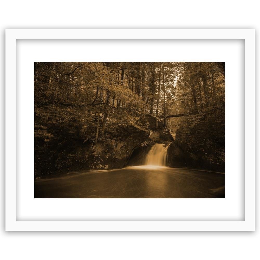 Glezna baltā rāmī - Waterfall And Autumn Trees 1  Home Trends DECO