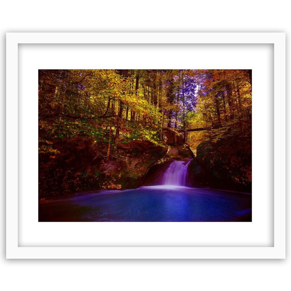 Glezna baltā rāmī - Waterfall And Autumn Trees 3  Home Trends DECO