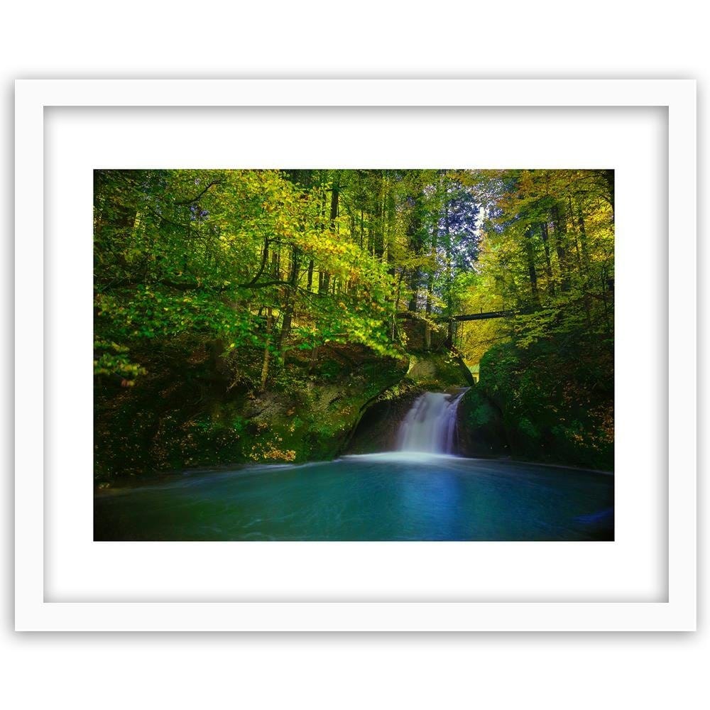 Glezna baltā rāmī - Waterfall And Autumn Trees 4  Home Trends DECO