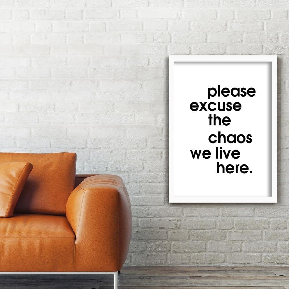 Glezna baltā rāmī - We Live In Chaos  Home Trends DECO