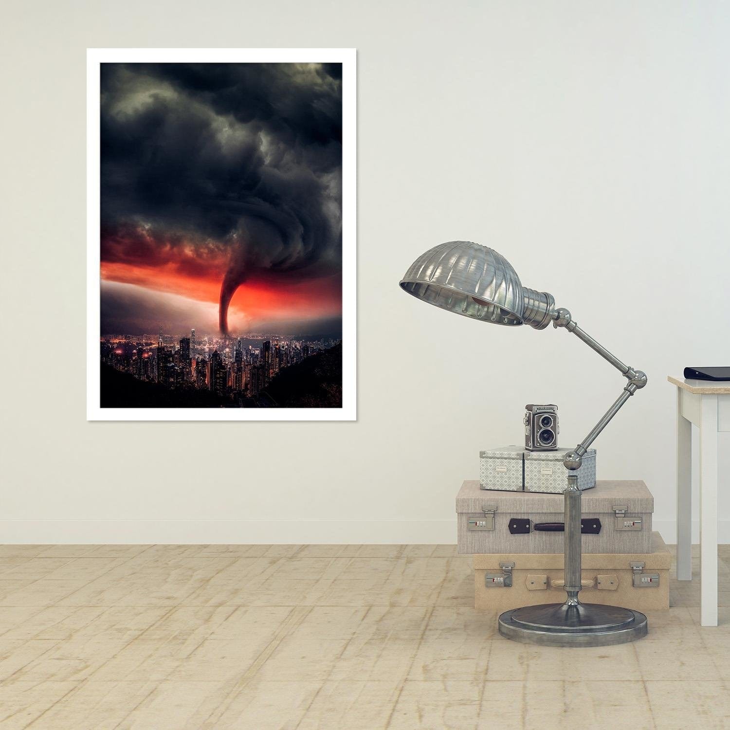 Glezna baltā rāmī - Whirlwind Over The City  Home Trends DECO