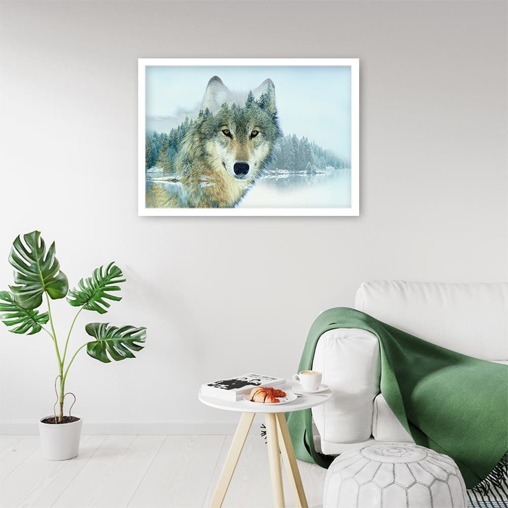 Glezna baltā rāmī - Wild Wolf  Home Trends DECO