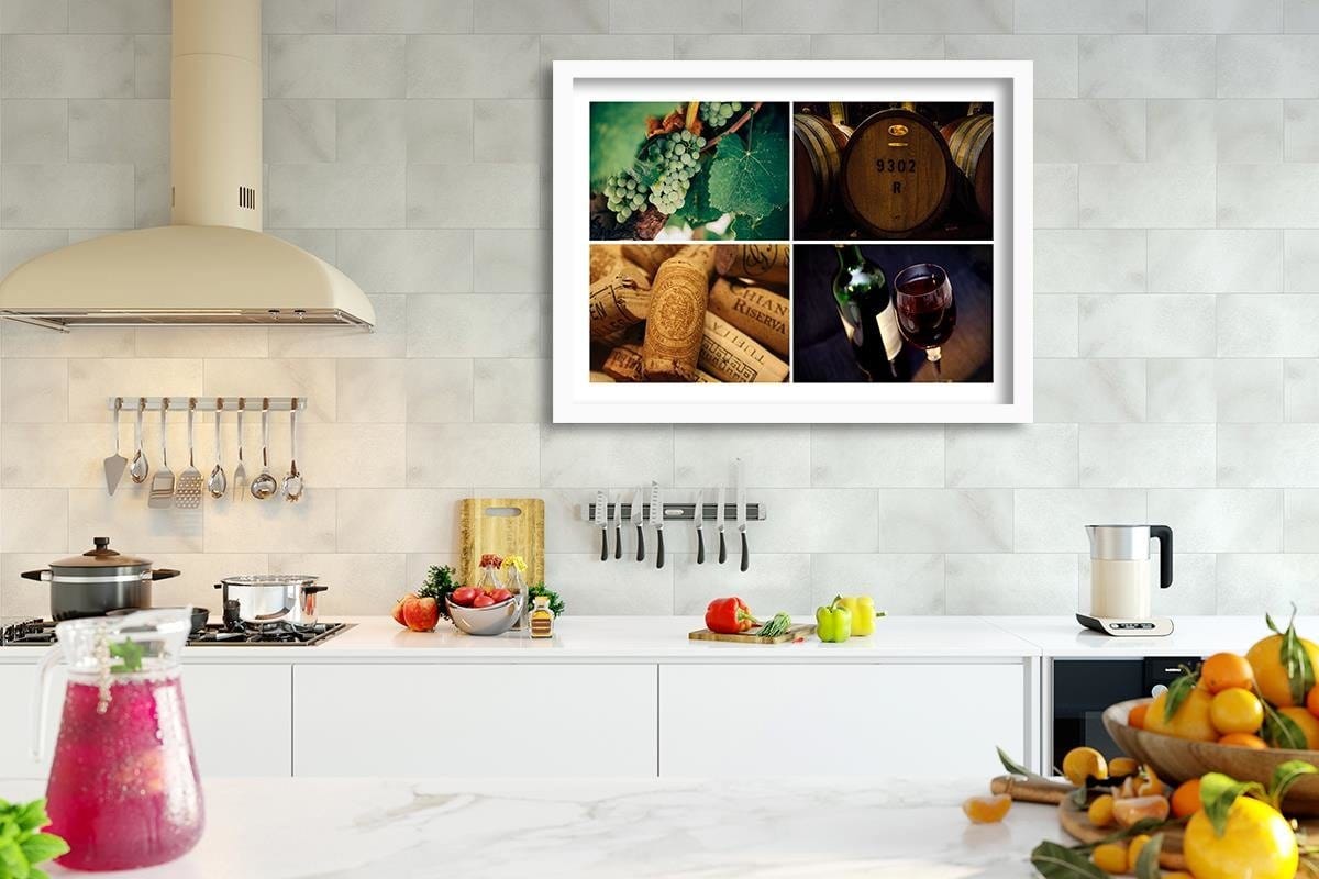 Glezna baltā rāmī - Wine And Grapes  Home Trends DECO
