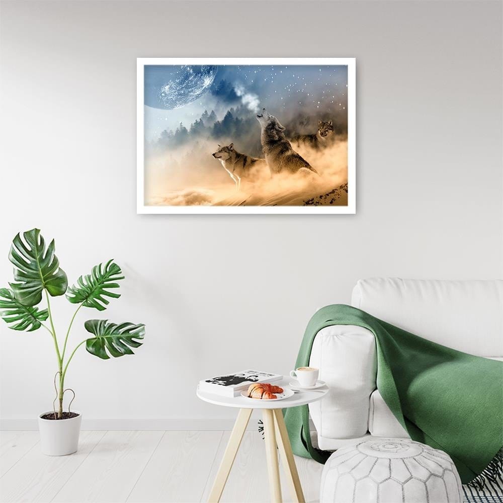 Glezna baltā rāmī - Wolves Abstract  Home Trends DECO
