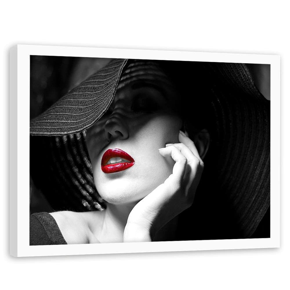 Glezna baltā rāmī - Woman In The Hat  Home Trends DECO