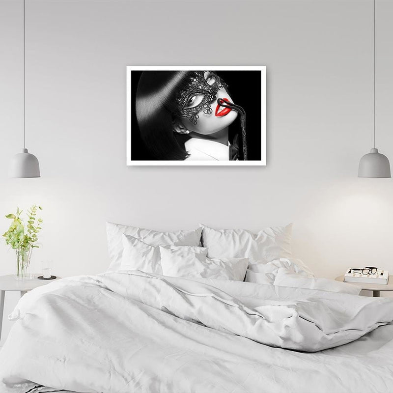 Glezna baltā rāmī - Woman In The Mask  Home Trends DECO