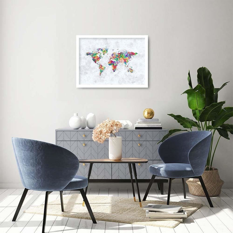 Glezna baltā rāmī - World Map  Home Trends DECO