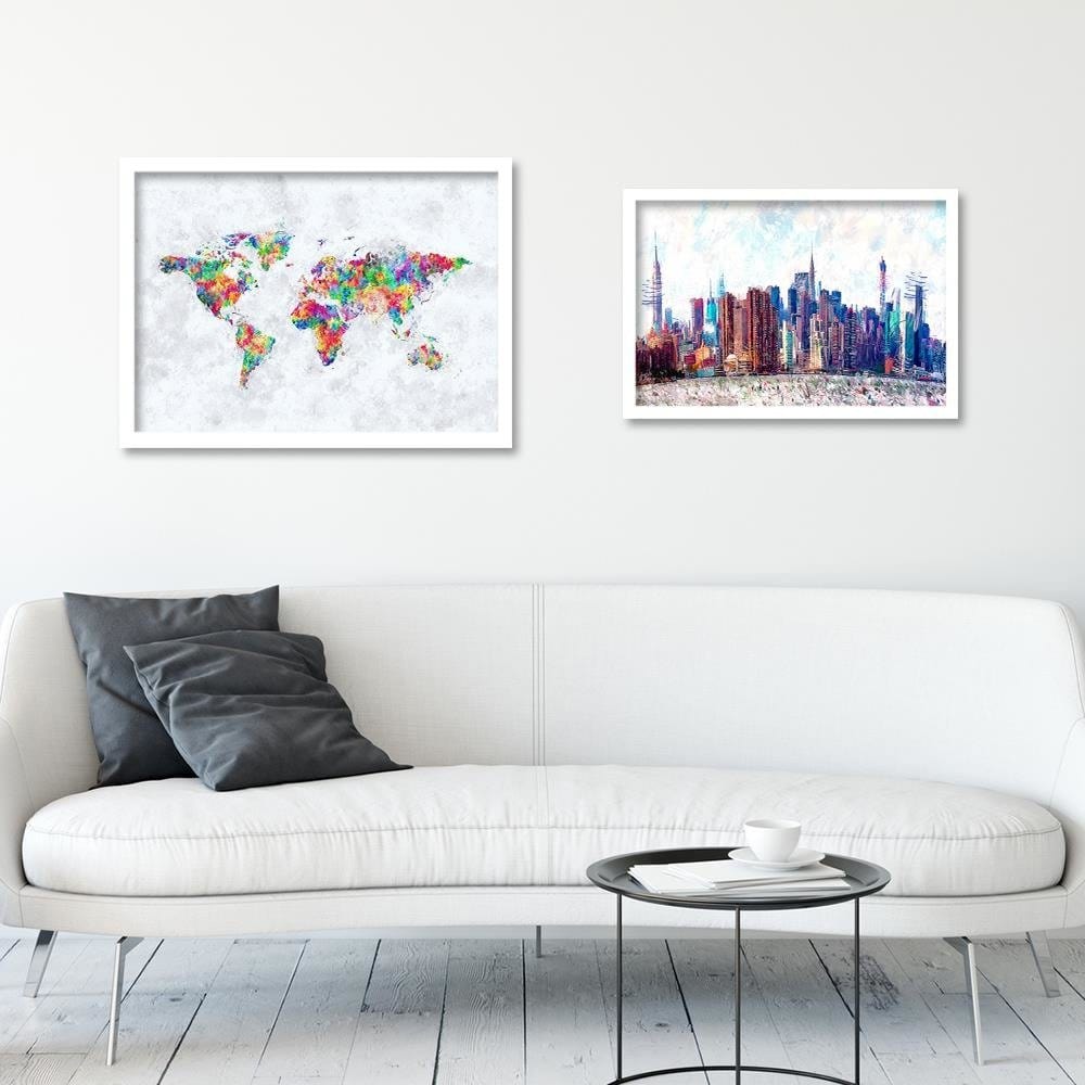 Glezna baltā rāmī - World Map  Home Trends DECO