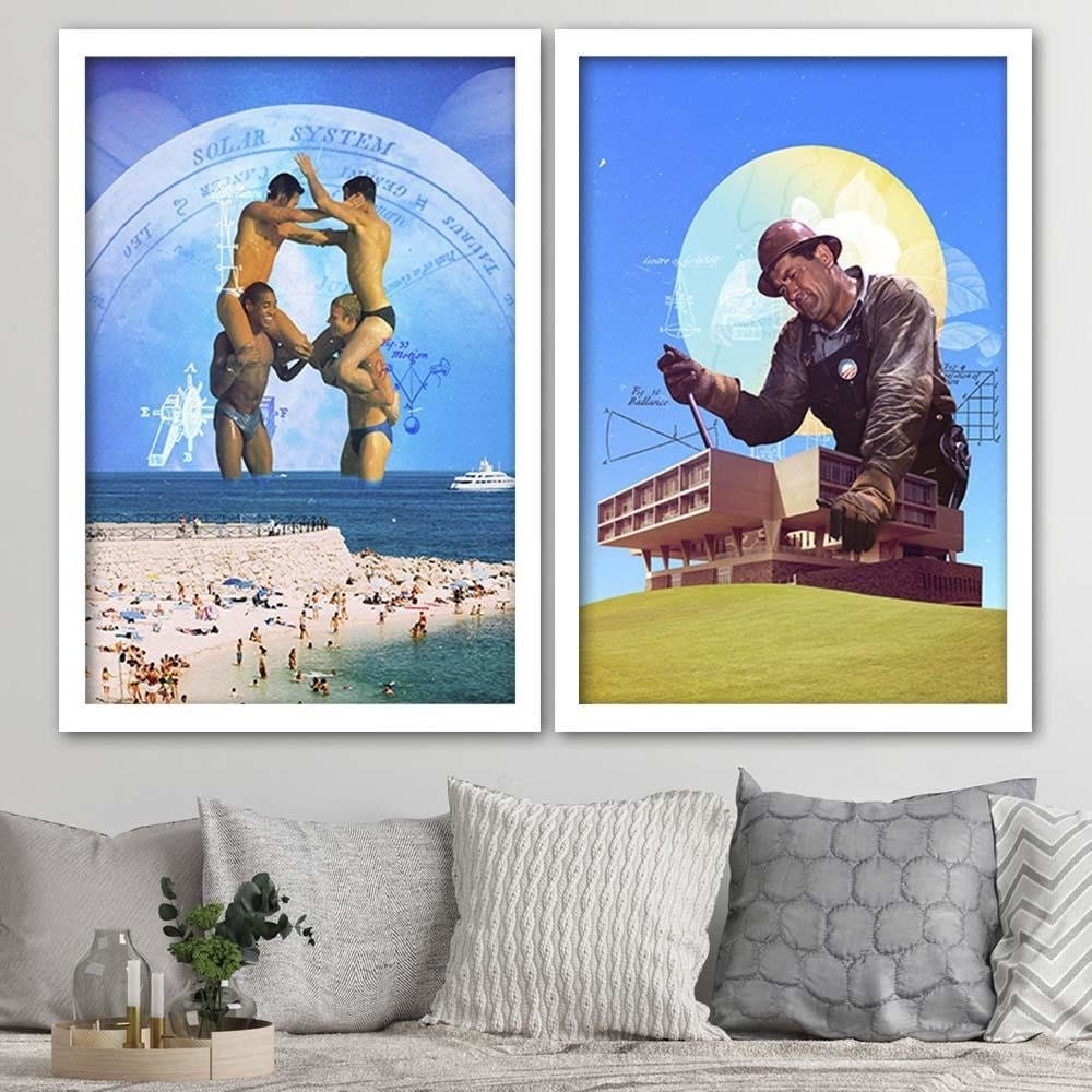 Glezna baltā rāmī - Wrestling In The Water  Home Trends DECO