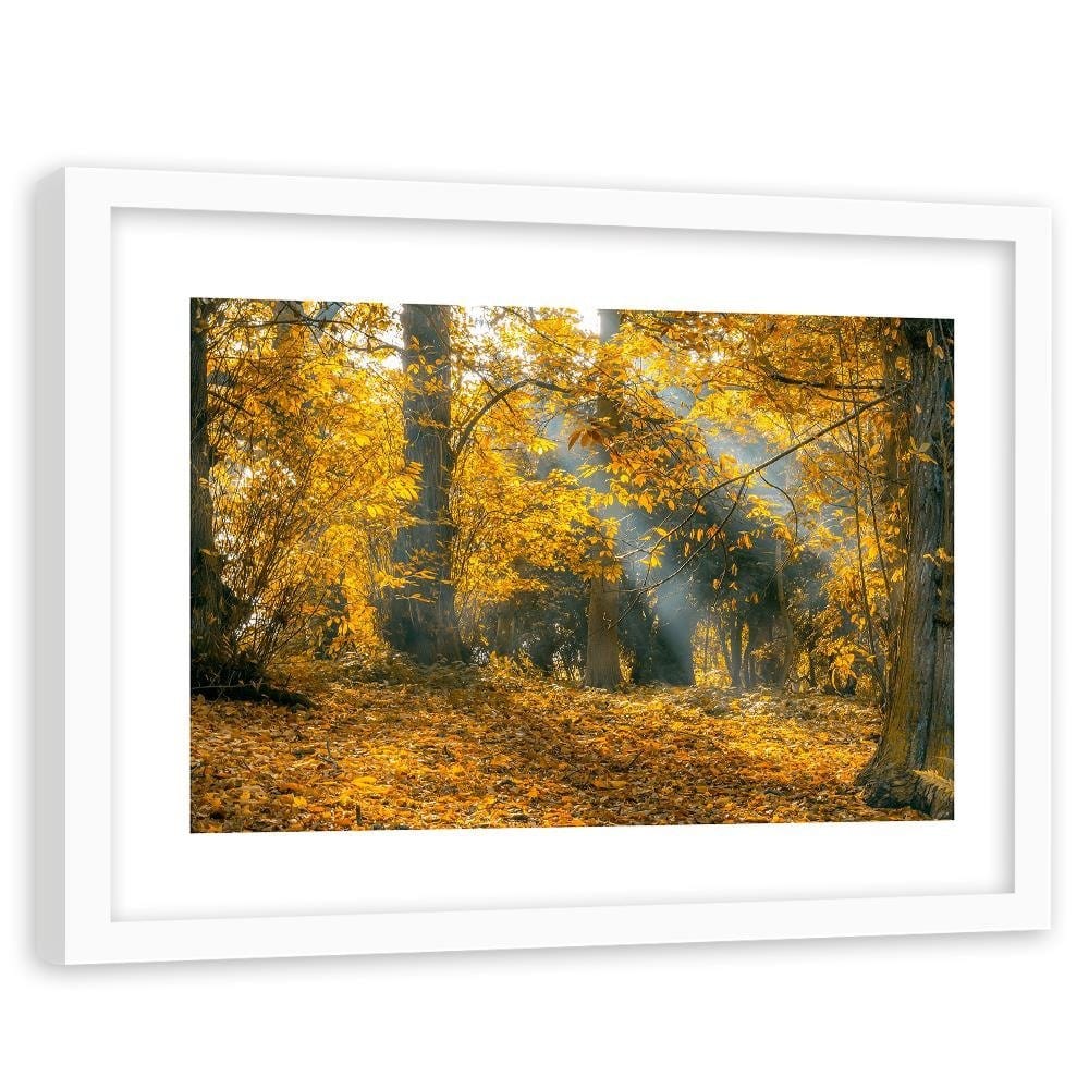 Glezna baltā rāmī - Yellow Trees In The Park  Home Trends DECO