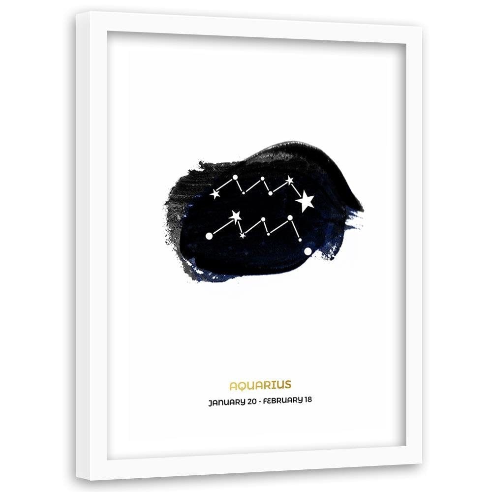 Glezna baltā rāmī - Zodiac Sign Aquarius  Home Trends DECO