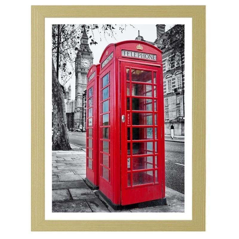 Glezna bēšā rāmī - A red phone booth in London  Home Trends DECO