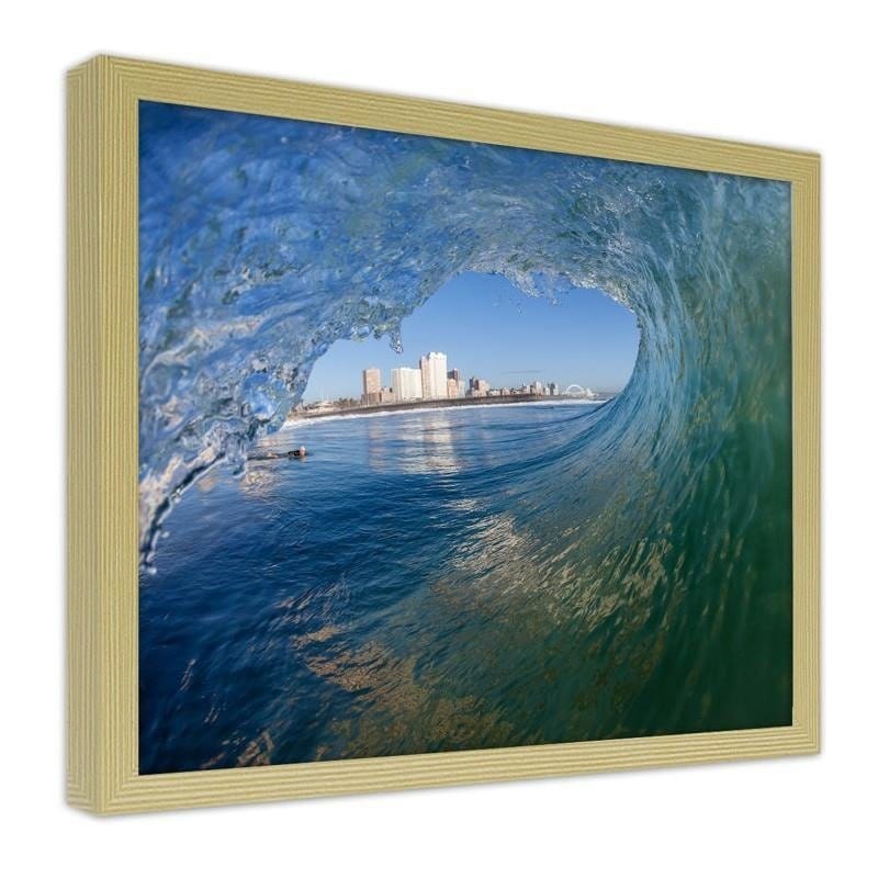 Glezna bēšā rāmī - A wave with a view of the city  Home Trends DECO