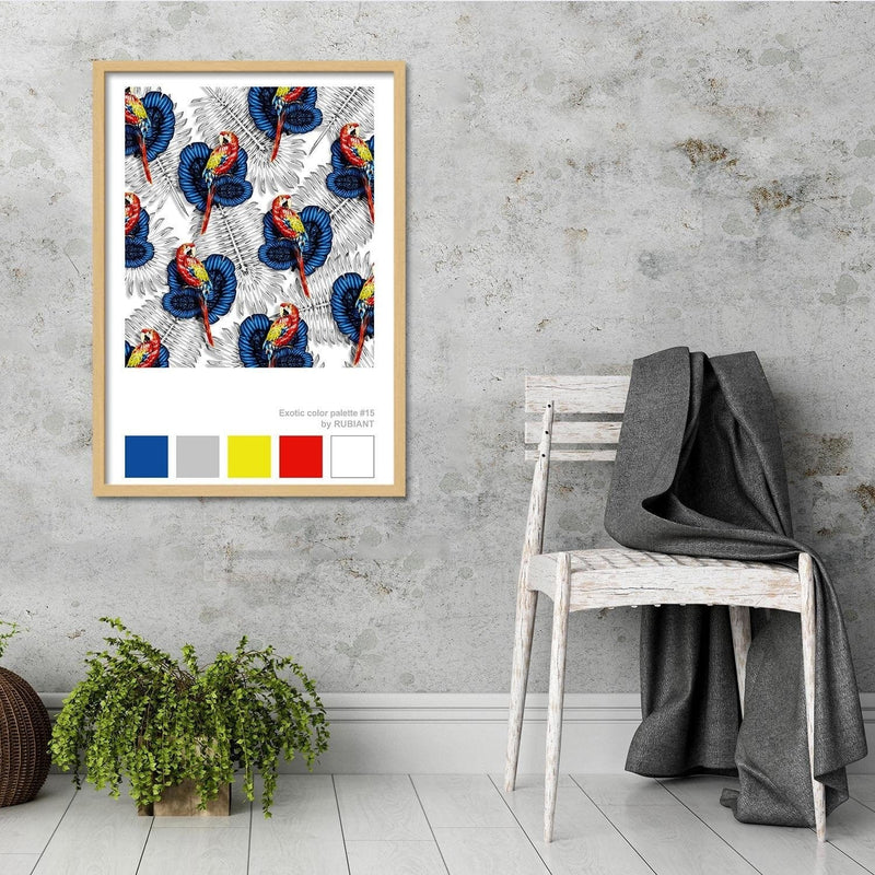 Glezna bēšā rāmī - Art Print Exotic Blue  Home Trends DECO