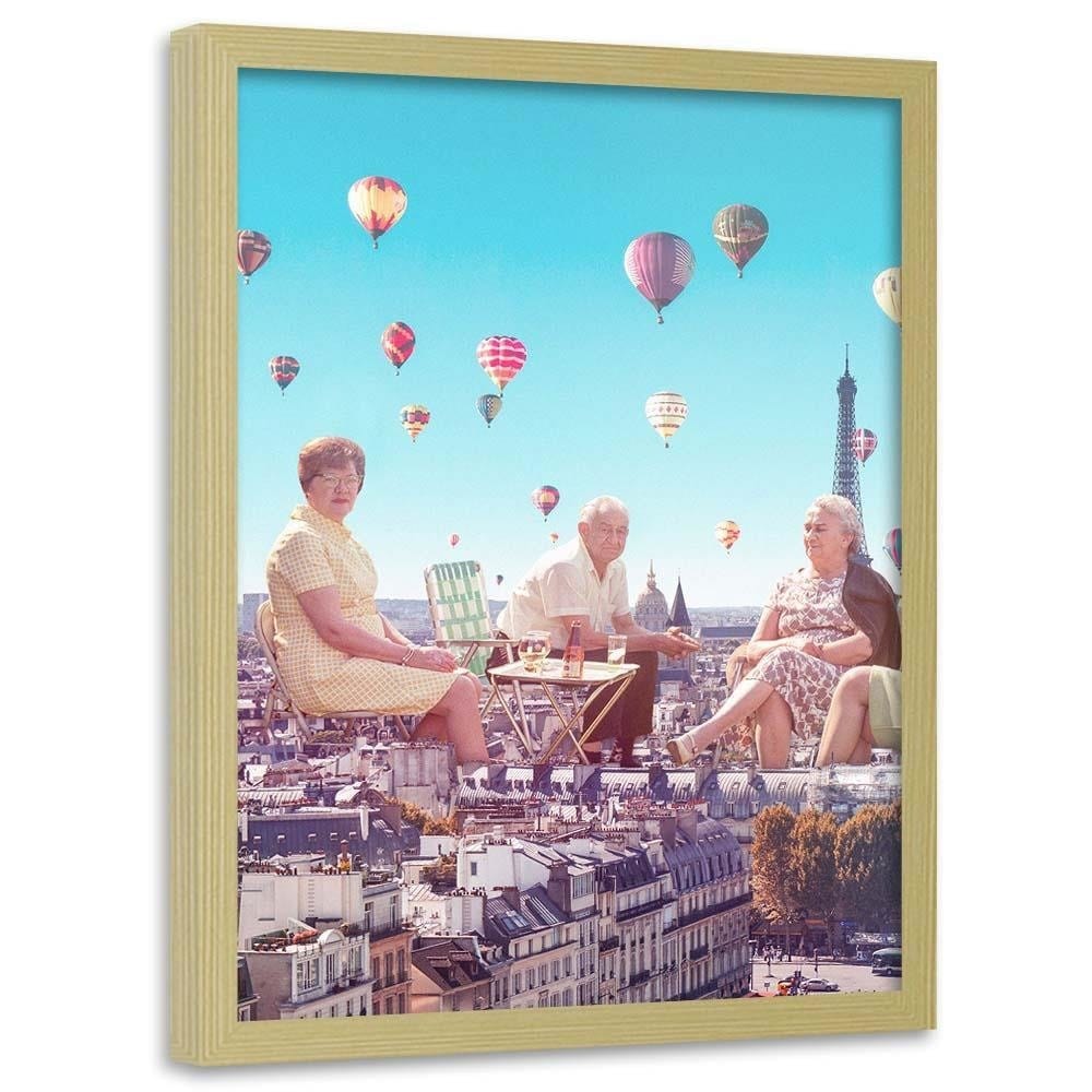 Glezna bēšā rāmī - Balloons Above The Paris  Home Trends DECO