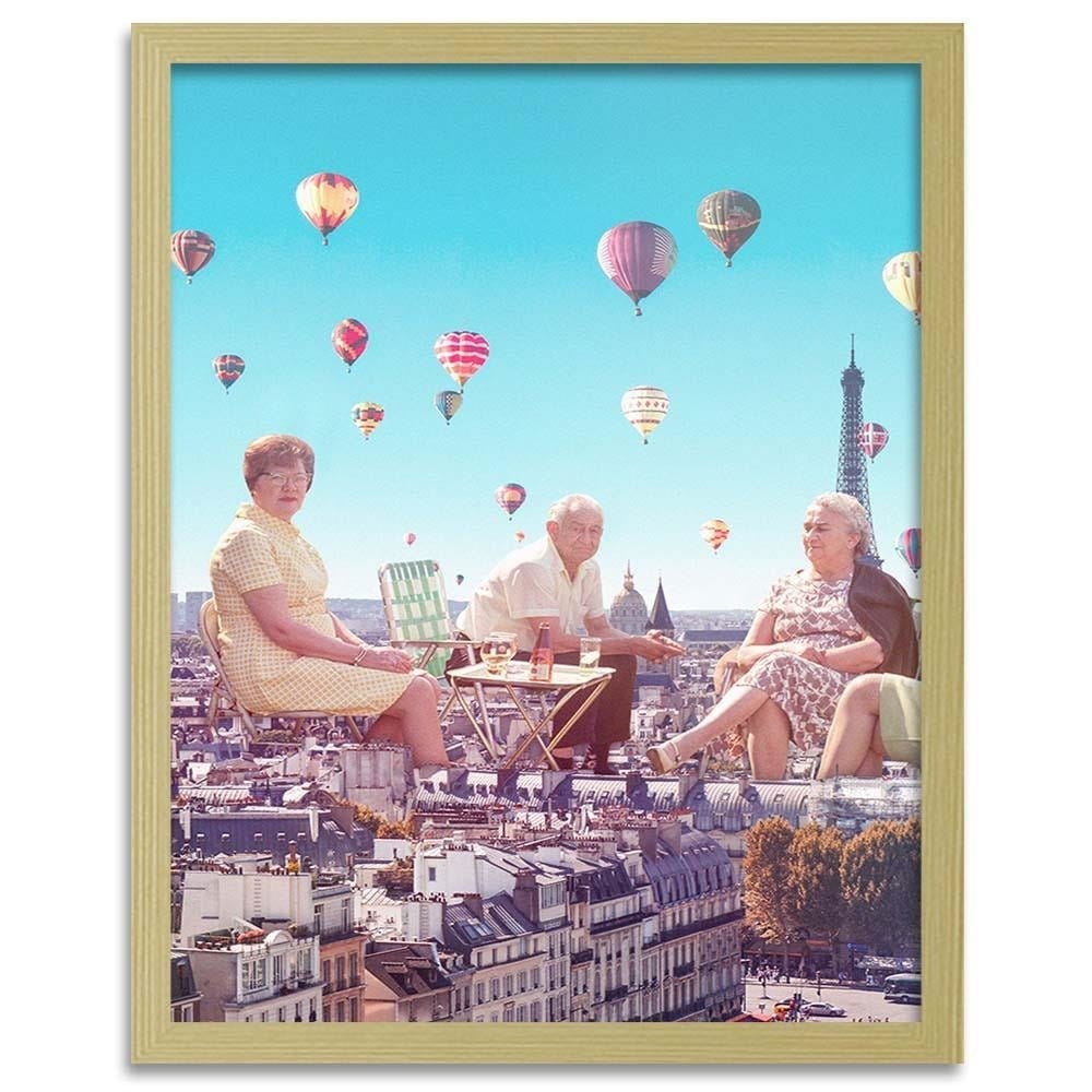 Glezna bēšā rāmī - Balloons Above The Paris  Home Trends DECO