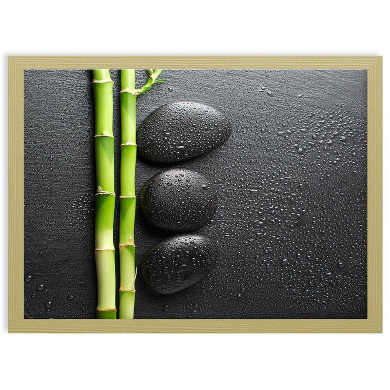 Glezna bēšā rāmī - Bamboos On The Black Stones  Home Trends DECO