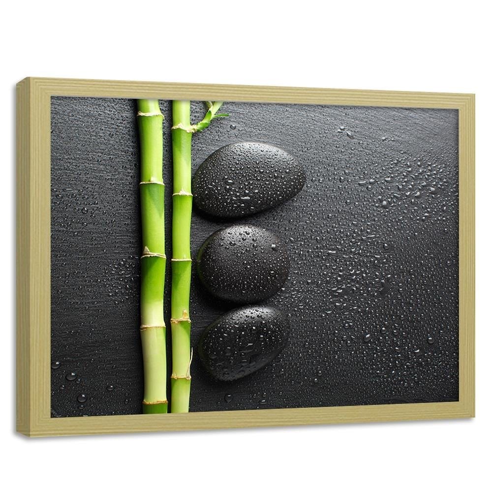 Glezna bēšā rāmī - Bamboos On The Black Stones  Home Trends DECO