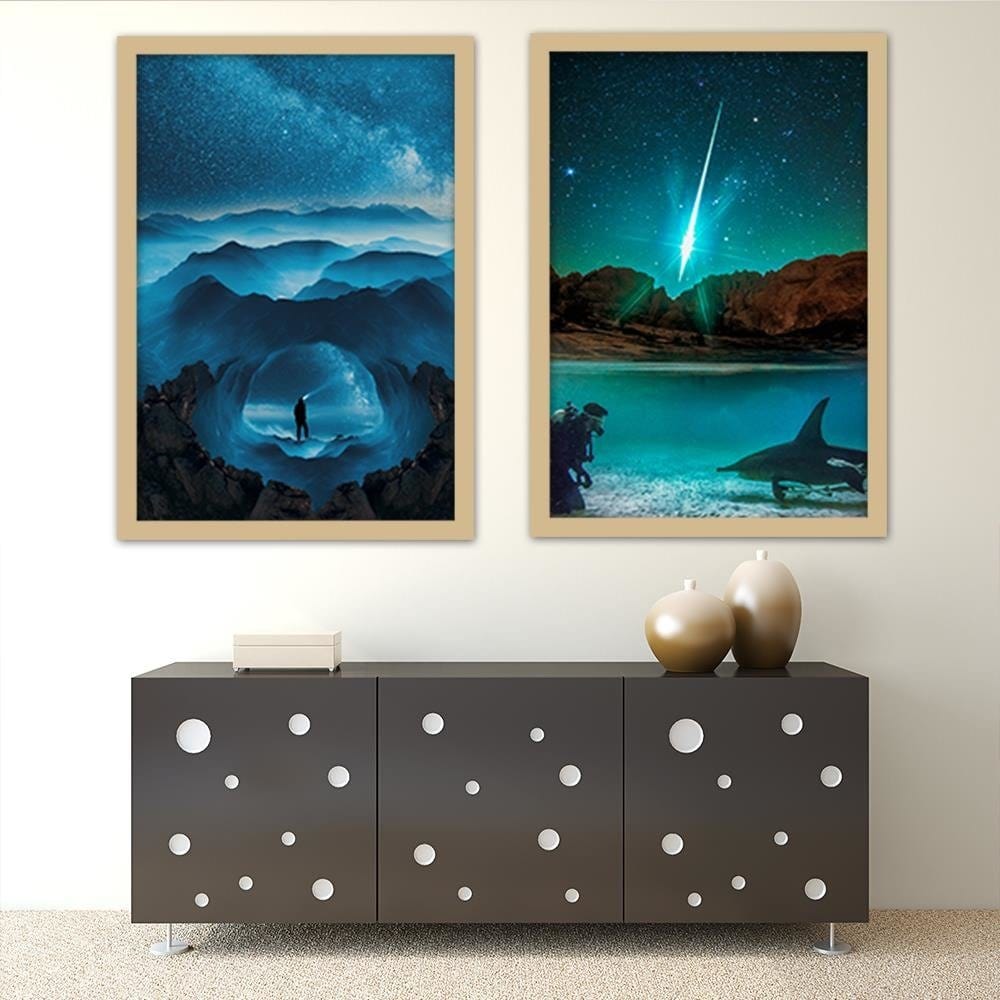 Glezna bēšā rāmī - Blue Rocks And Man  Home Trends DECO