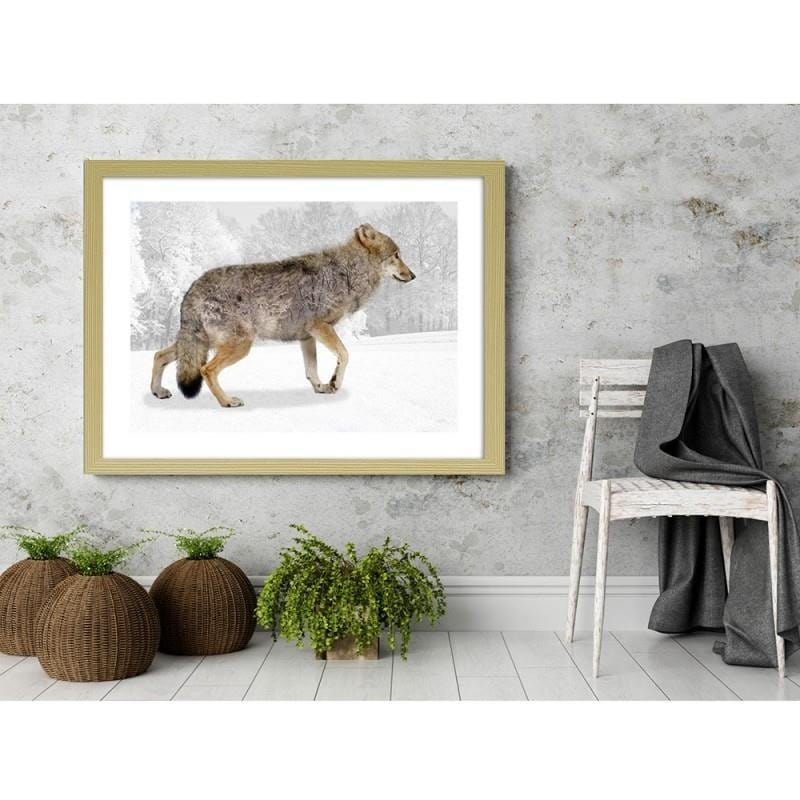 Glezna bēšā rāmī - Brown wolf  Home Trends DECO