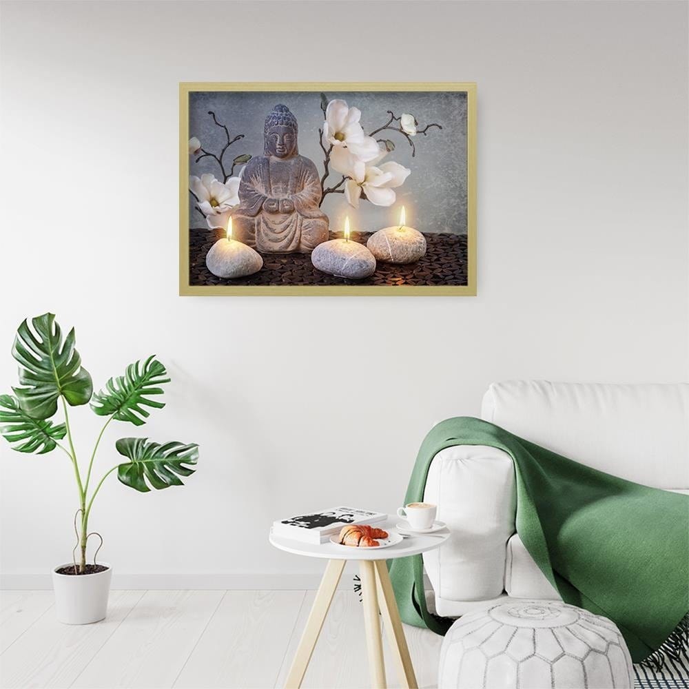 Glezna bēšā rāmī - Buddha Candles  Home Trends DECO
