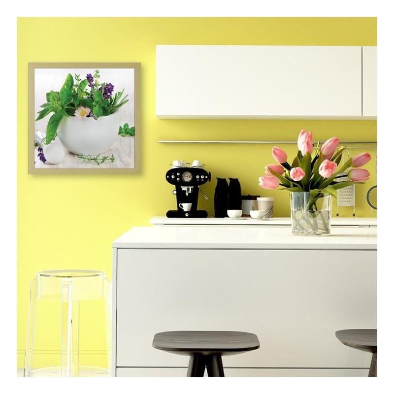 Glezna bēšā rāmī - Ceramic mortar with herbs  Home Trends DECO