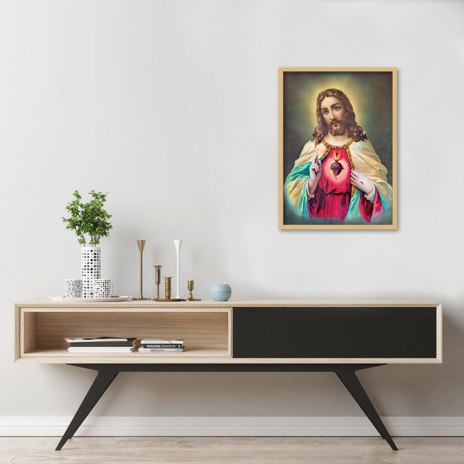 Glezna bēšā rāmī - Heart Of Jesus Christ  Home Trends DECO