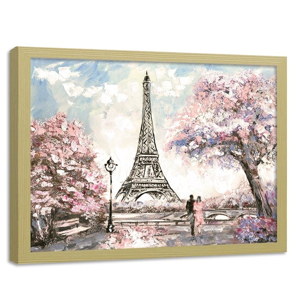 Glezna bēšā rāmī - Lovers By The Eiffel Tower  Home Trends DECO
