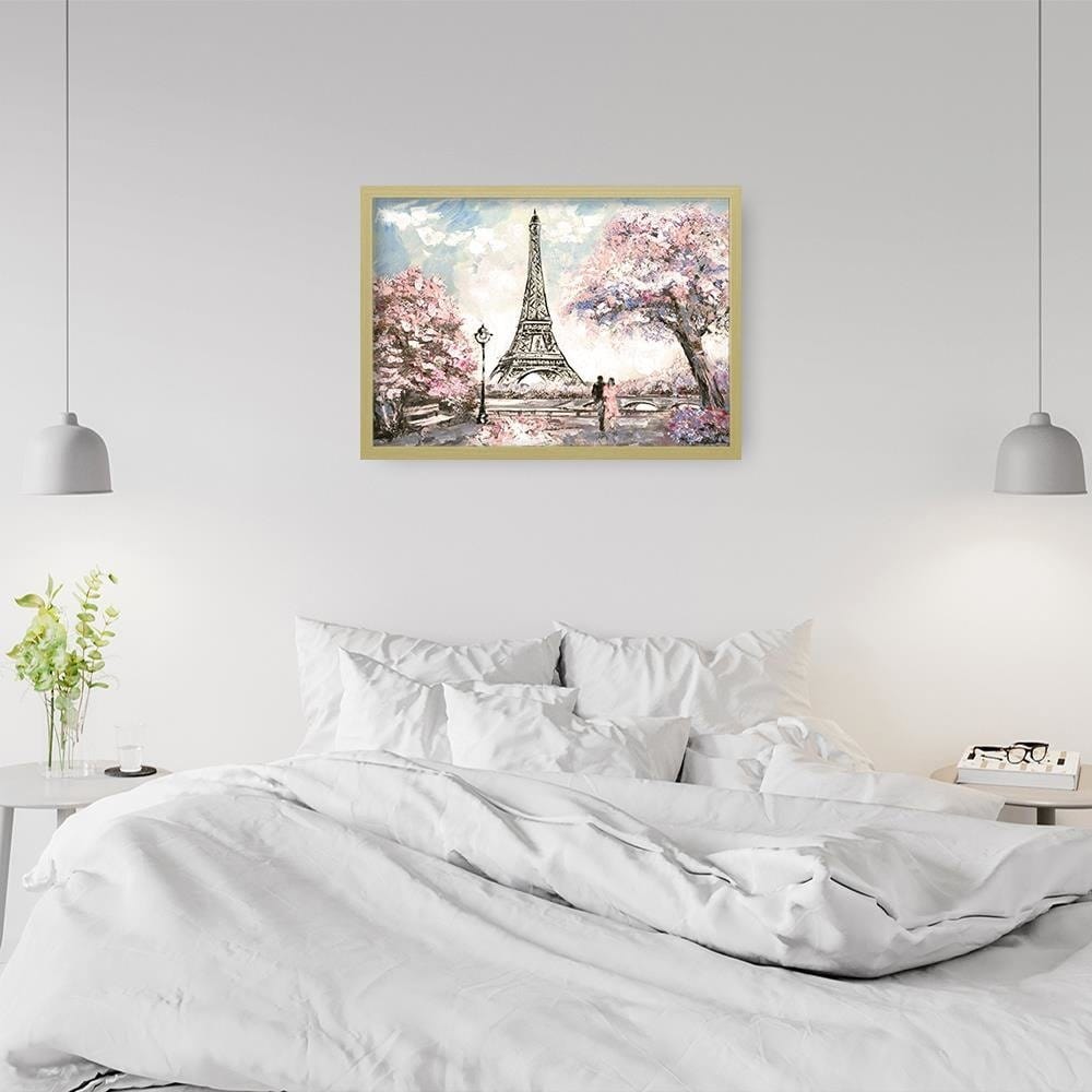 Glezna bēšā rāmī - Lovers By The Eiffel Tower  Home Trends DECO