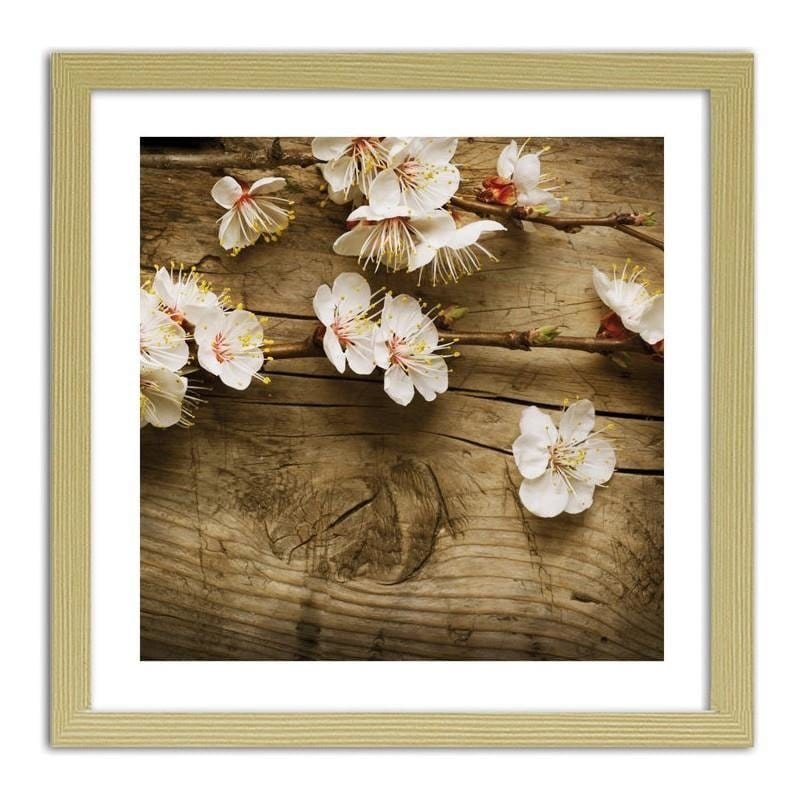 Glezna bēšā rāmī - Peach flowers  Home Trends DECO
