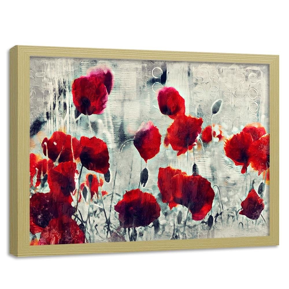 Glezna bēšā rāmī - Poppy Flowers 1  Home Trends DECO