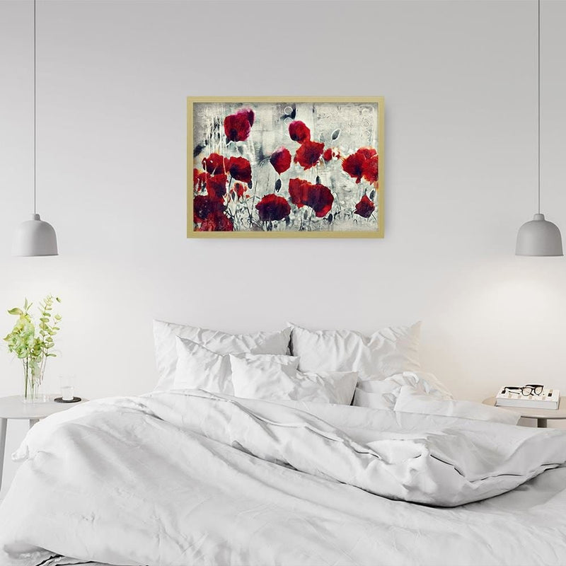 Glezna bēšā rāmī - Poppy Flowers 1  Home Trends DECO