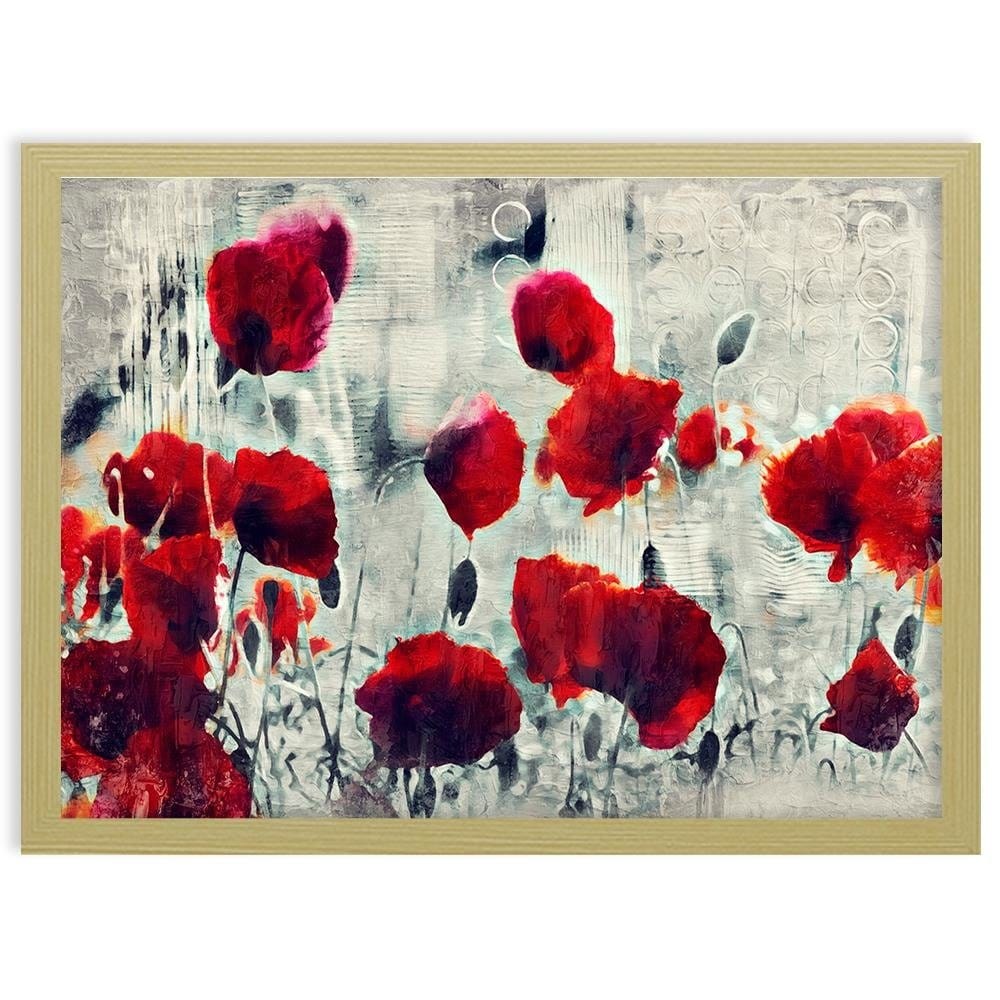 Glezna bēšā rāmī - Poppy Flowers 1  Home Trends DECO