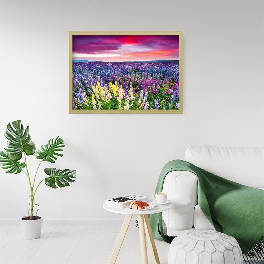 Glezna bēšā rāmī - Purple Flowers  Home Trends DECO