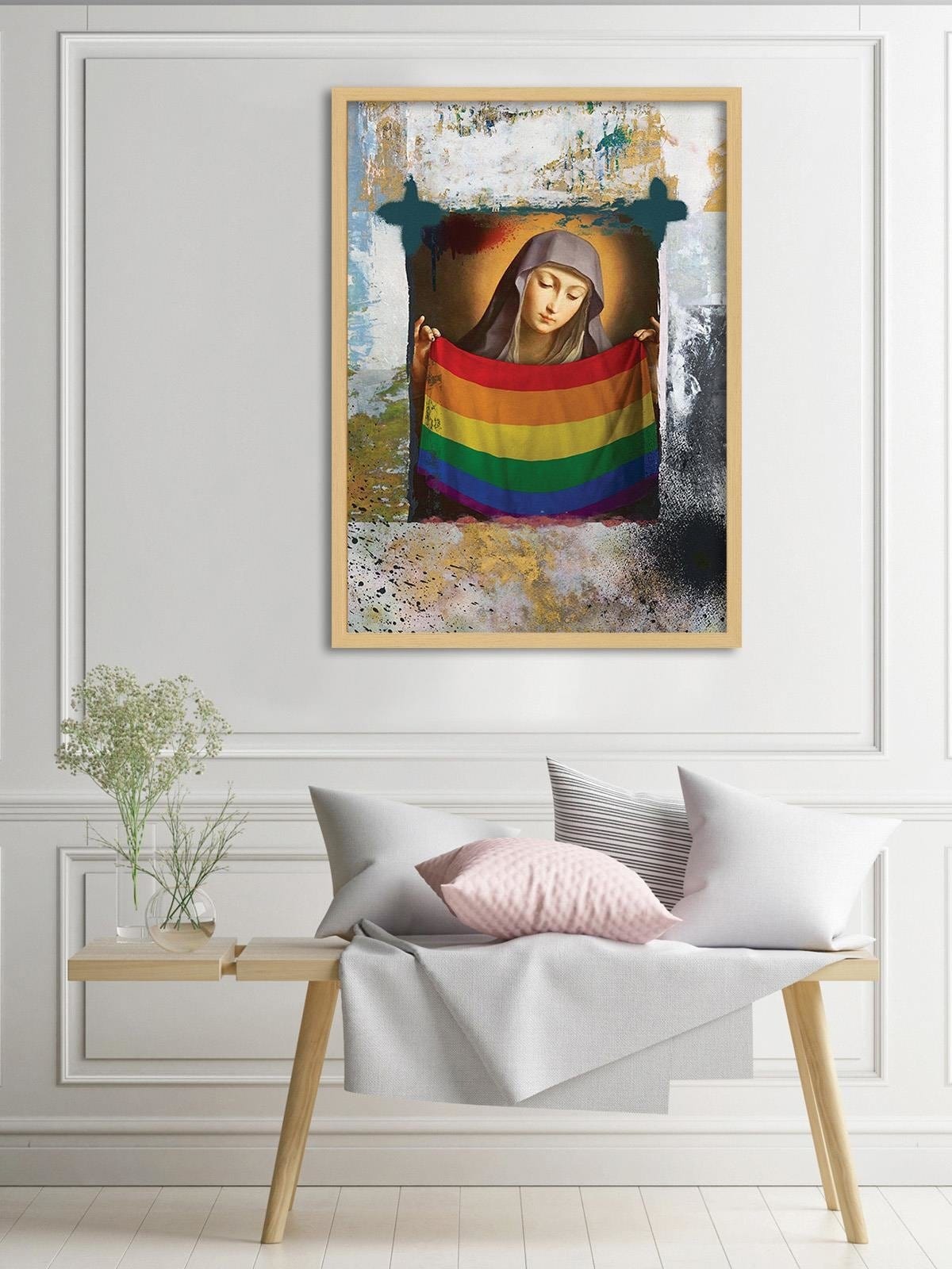 Glezna bēšā rāmī - Saint Mary Image Lgbt  Home Trends DECO