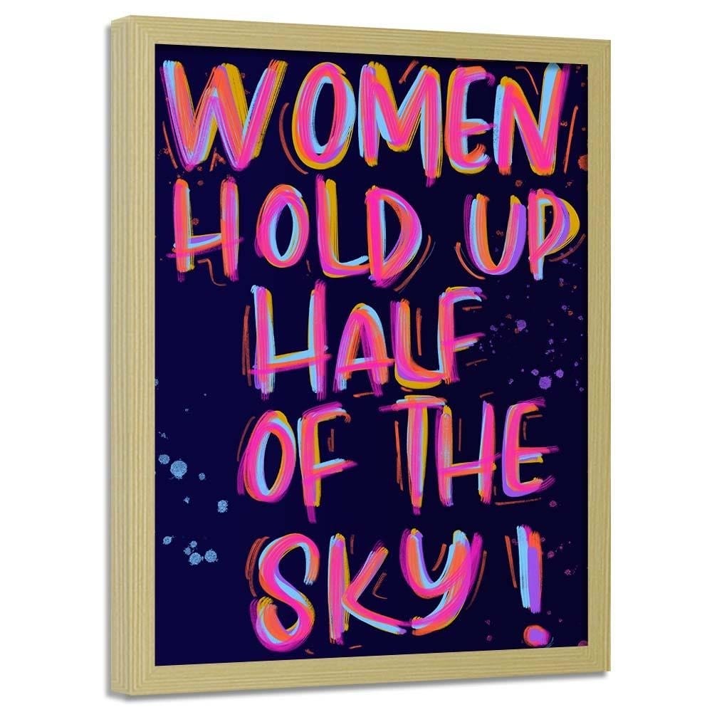 Glezna bēšā rāmī - Slogan About Women  Home Trends DECO