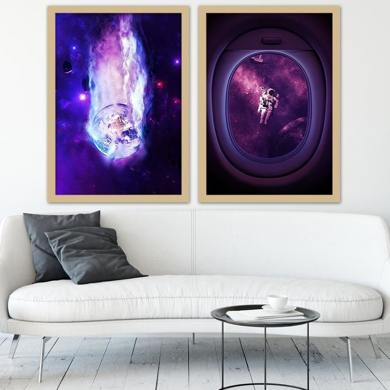Glezna bēšā rāmī - Space Wall Art Purple  Home Trends DECO
