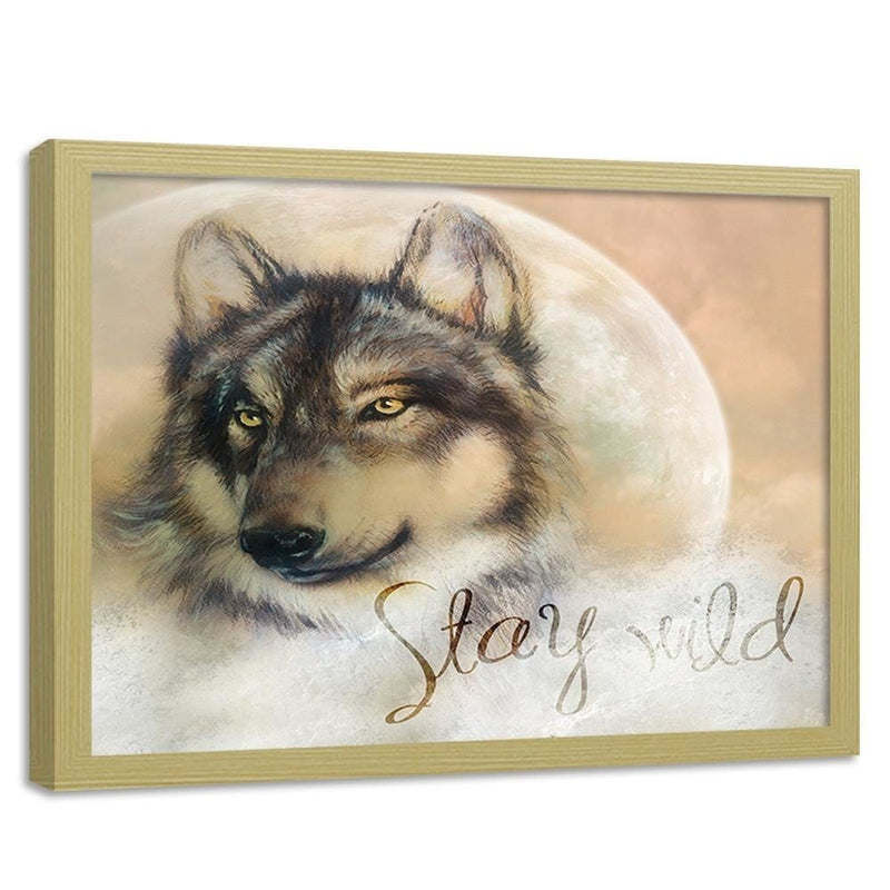 Glezna bēšā rāmī - Stay Wild Wolf  Home Trends DECO