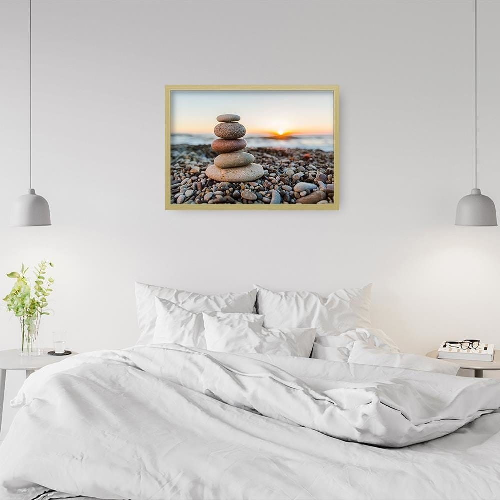 Glezna bēšā rāmī - Stones By The Sea  Home Trends DECO
