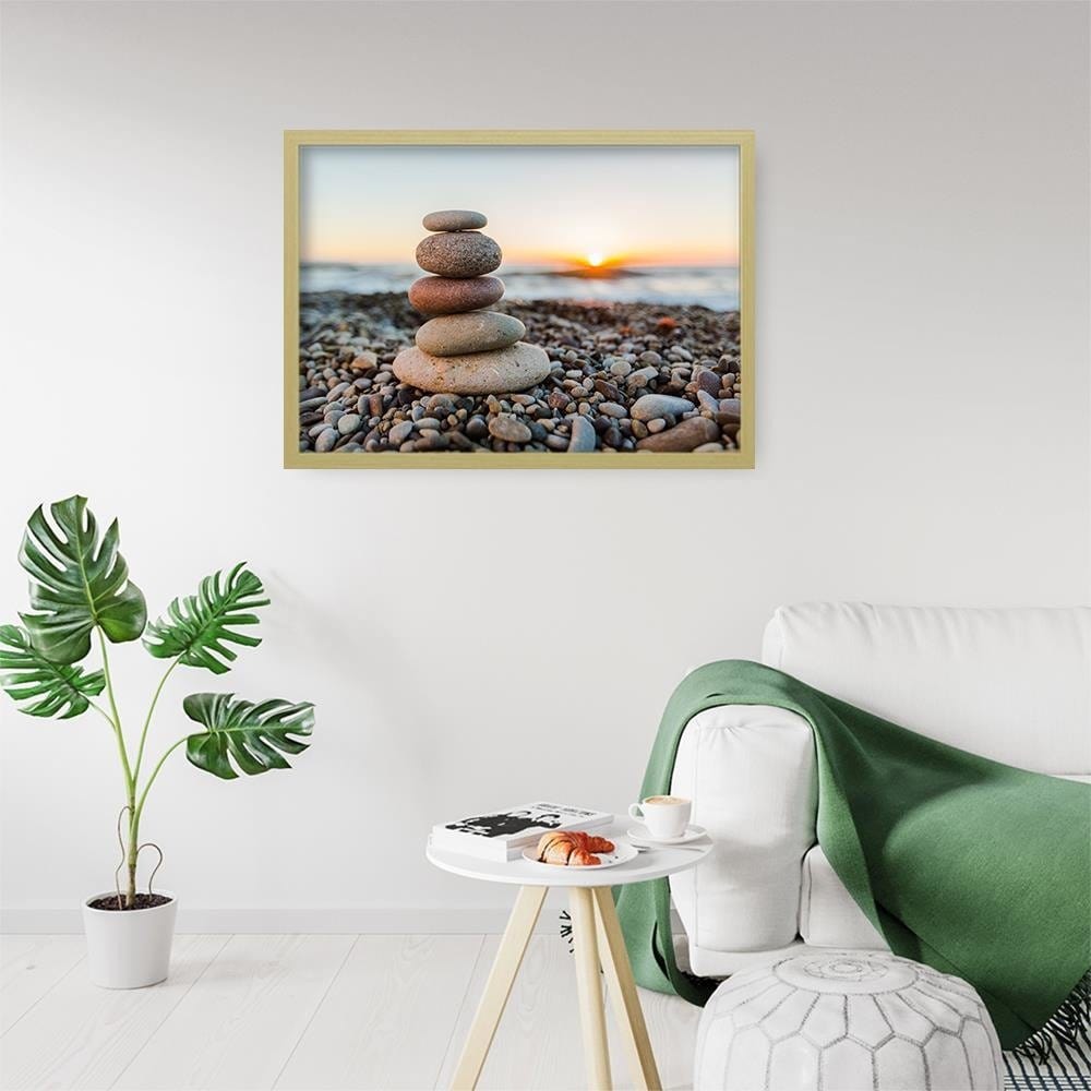 Glezna bēšā rāmī - Stones By The Sea  Home Trends DECO