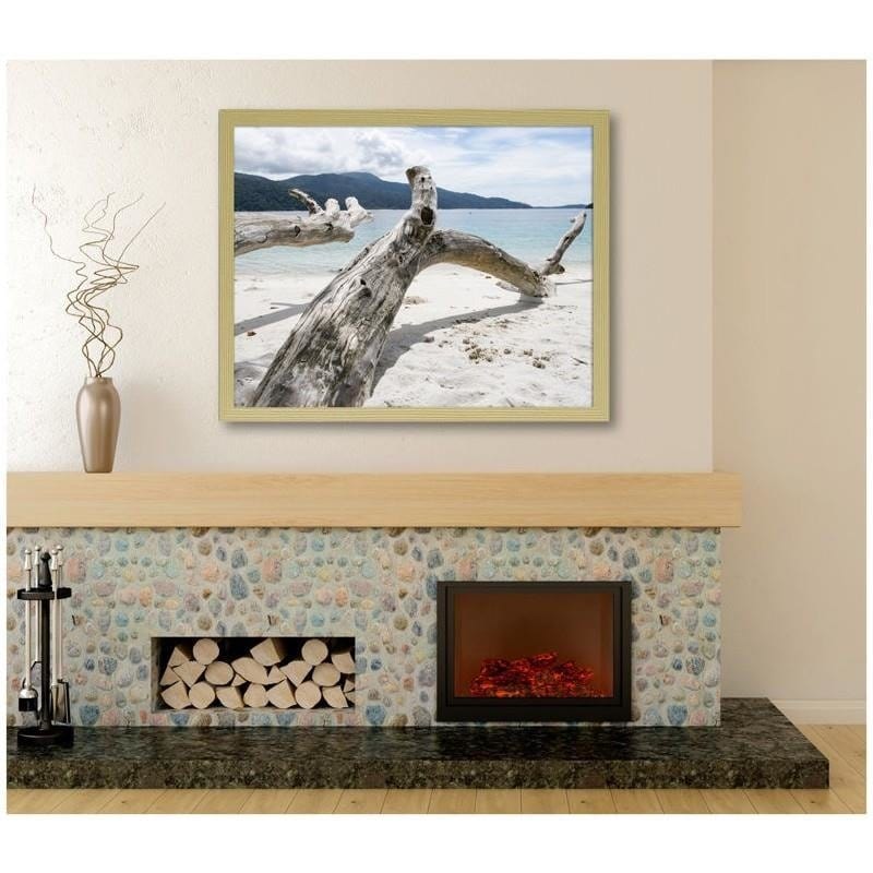 Glezna bēšā rāmī - The branches of a tree on a tropical beach  Home Trends DECO