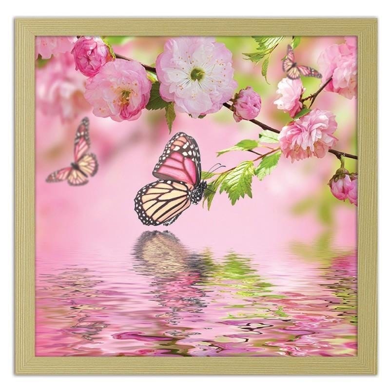 Glezna bēšā rāmī - The butterfly among the flowers  Home Trends DECO