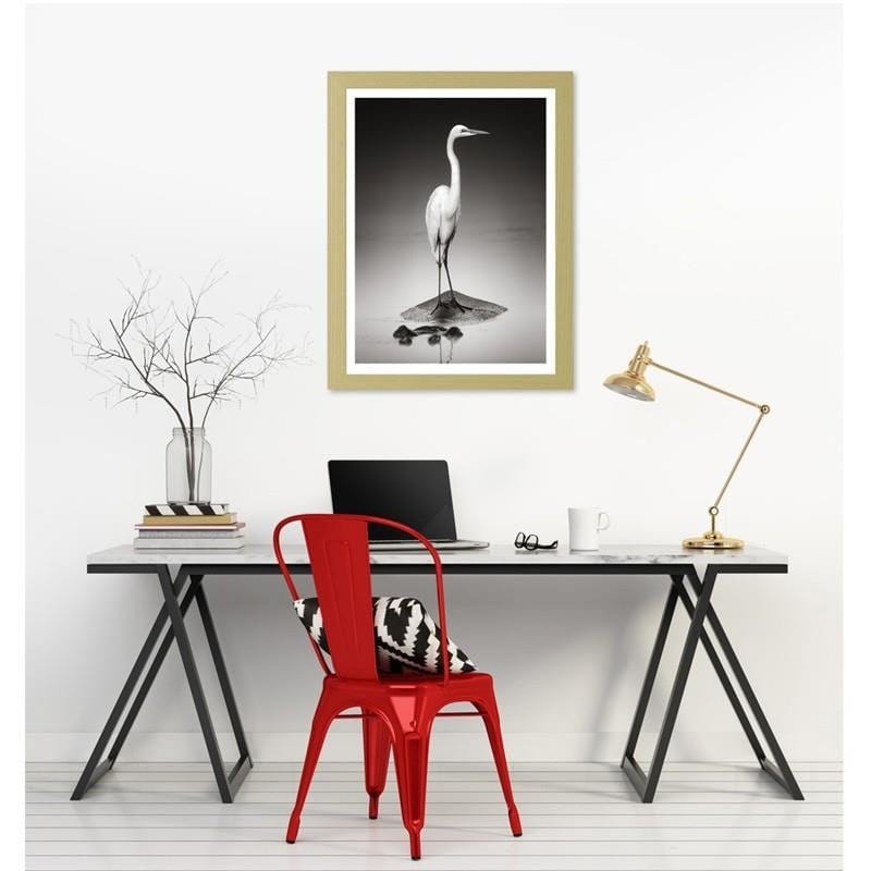 Glezna bēšā rāmī - The heron on the hippopotamus  Home Trends DECO