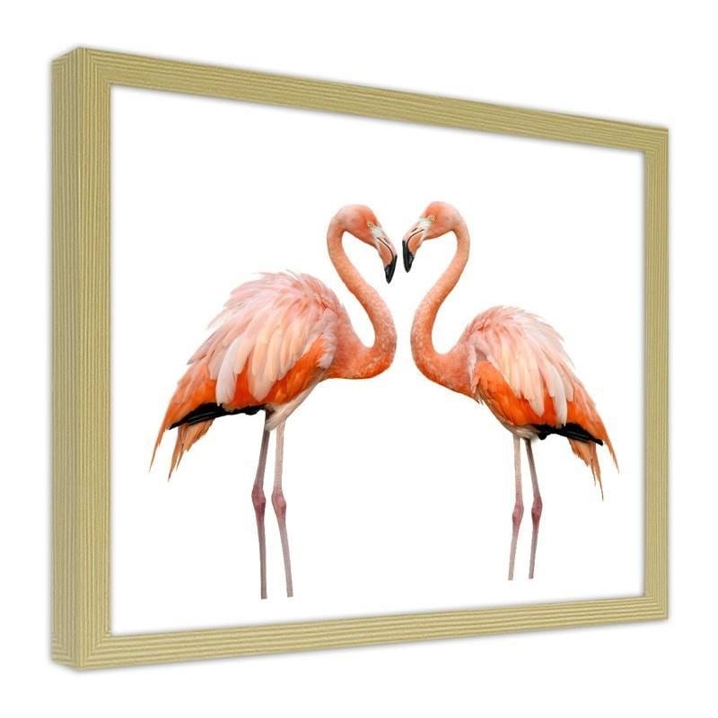 Glezna bēšā rāmī - The love of two flamingos  Home Trends DECO