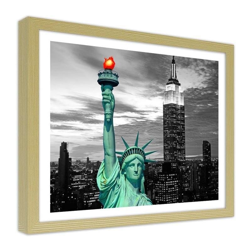 Glezna bēšā rāmī - The Statue of Liberty and New York City  Home Trends DECO