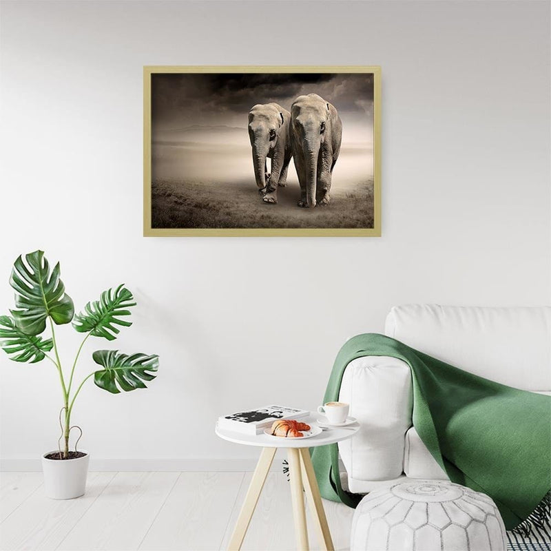 Glezna bēšā rāmī - Two Elephants  Home Trends DECO