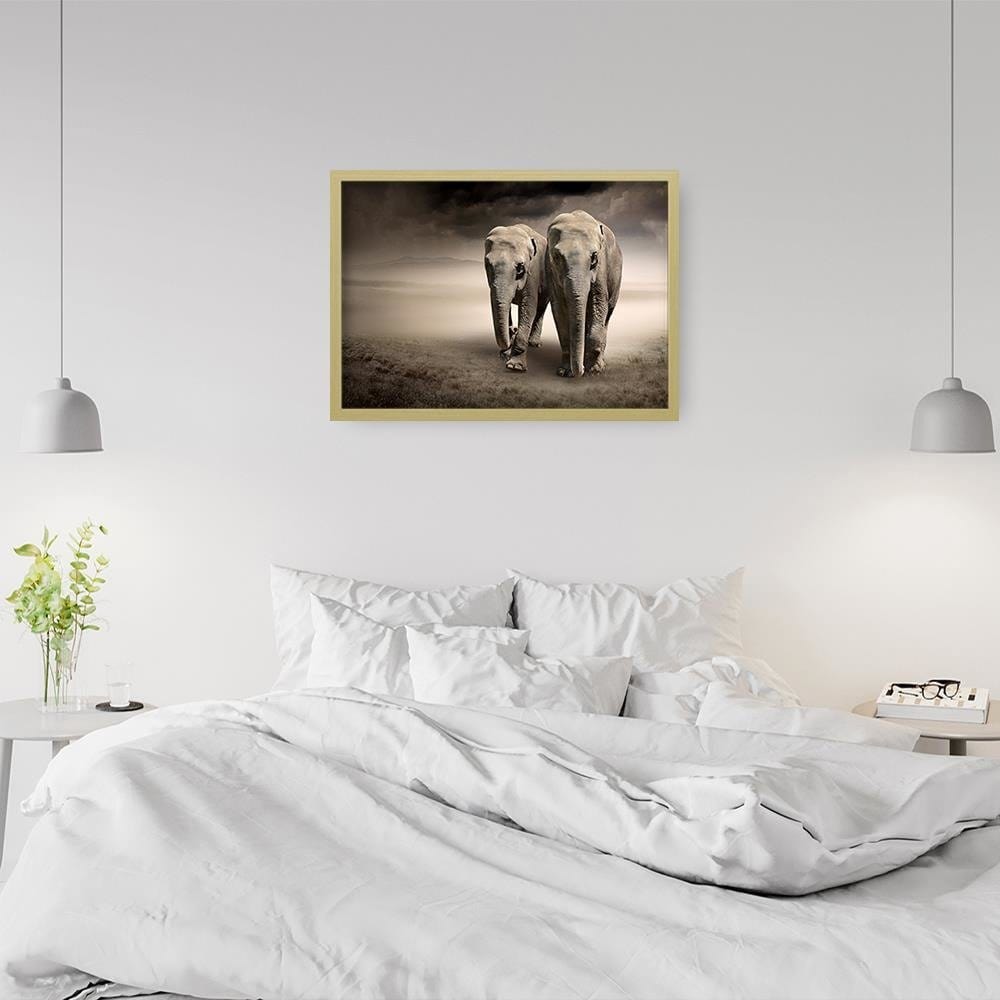 Glezna bēšā rāmī - Two Elephants  Home Trends DECO